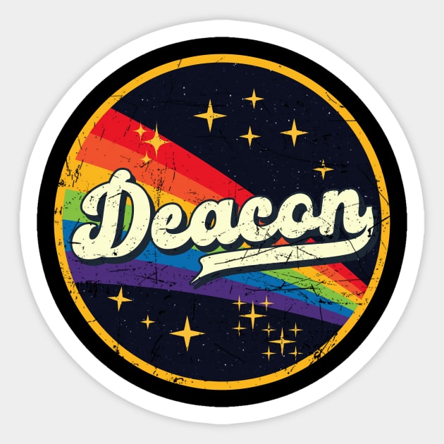 Deacon // Rainbow In Space Vintage Grunge-Style Sticker by LMW Art